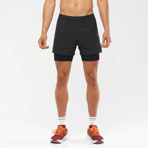 Black Salomon Cross 2in1 Men's Shorts | IE ZX9346